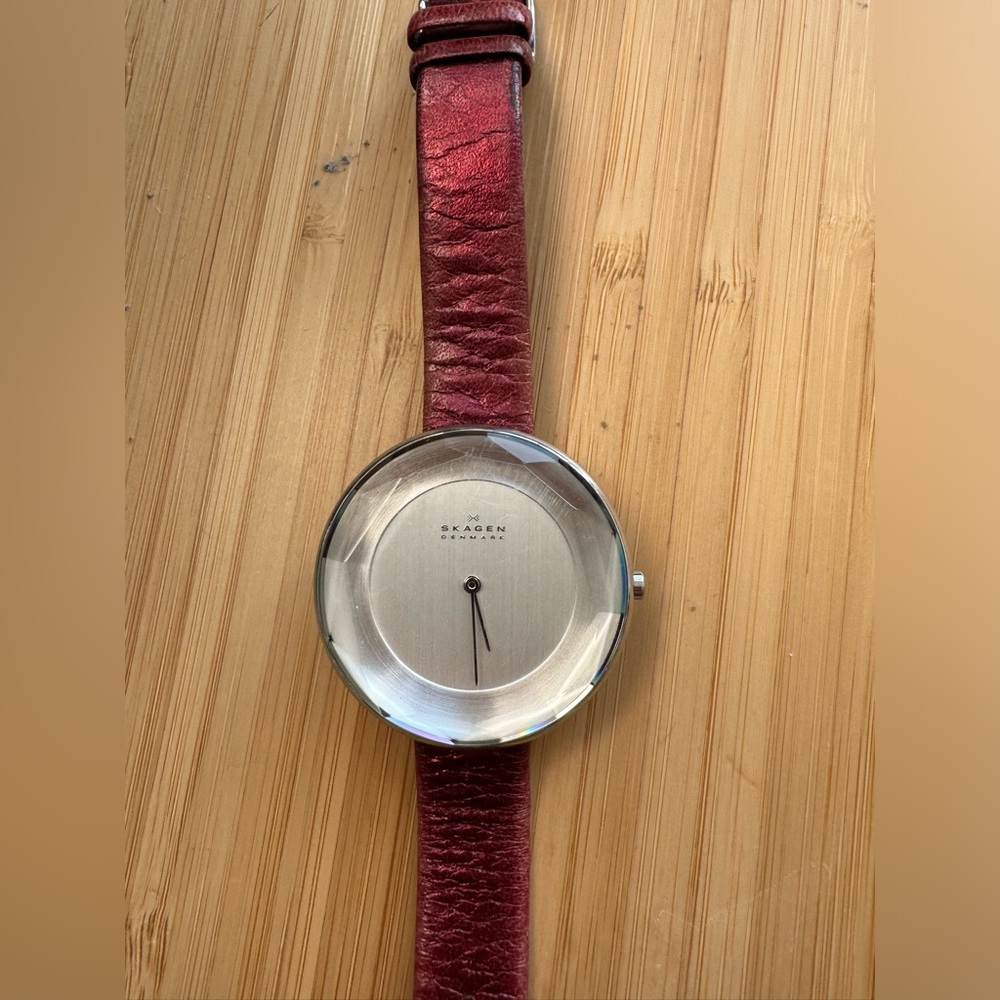 Skagen Red Leather Watch